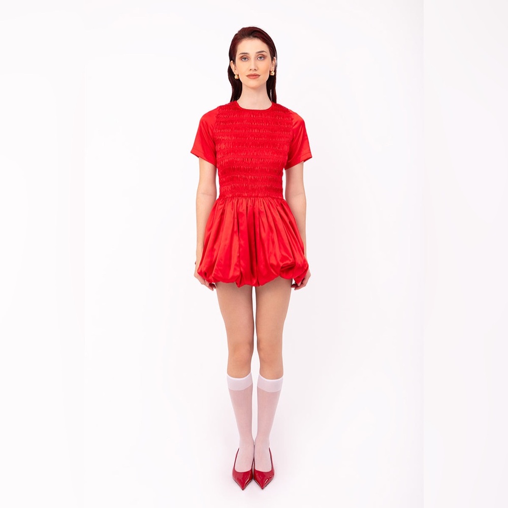 AMYLYNN Eleanor Satin Dress In Red - Picture 3 of 11